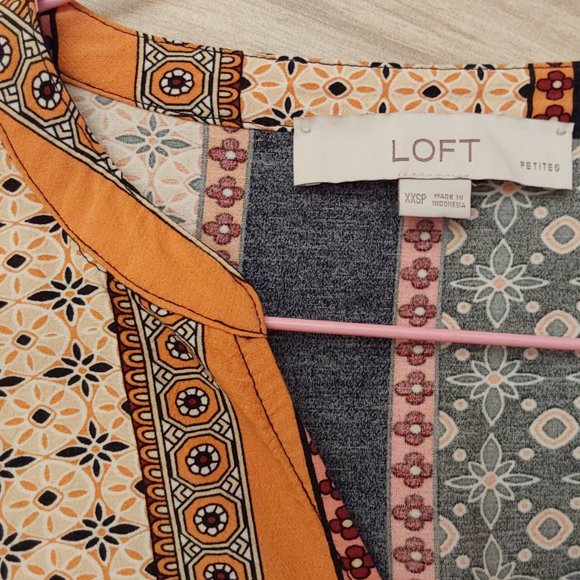 Loft Petites Multi-color Striped Floral Boho Swing Dress.  Size XXSP - Picture 2 of 3